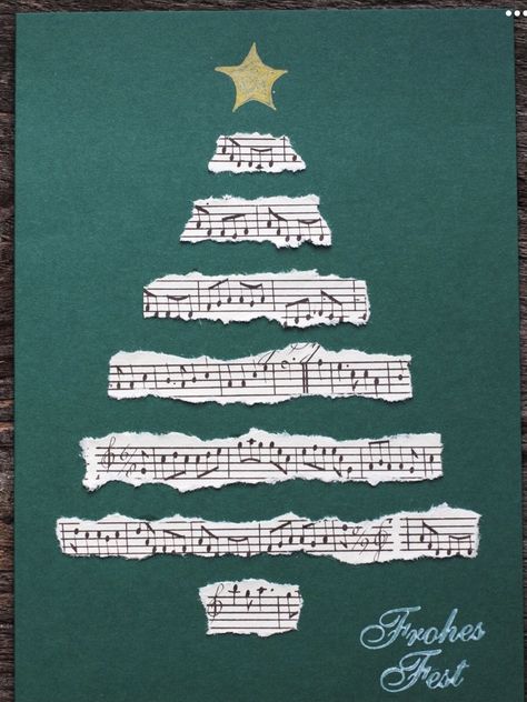 Julkransar Diy, Sheet Music Crafts, Christmas History, Gift For Mom Christmas, Christmas Gift Basket Ideas, Christmas Card Art, Card Crafting, Christmas Crafting, Homemade Christmas Cards