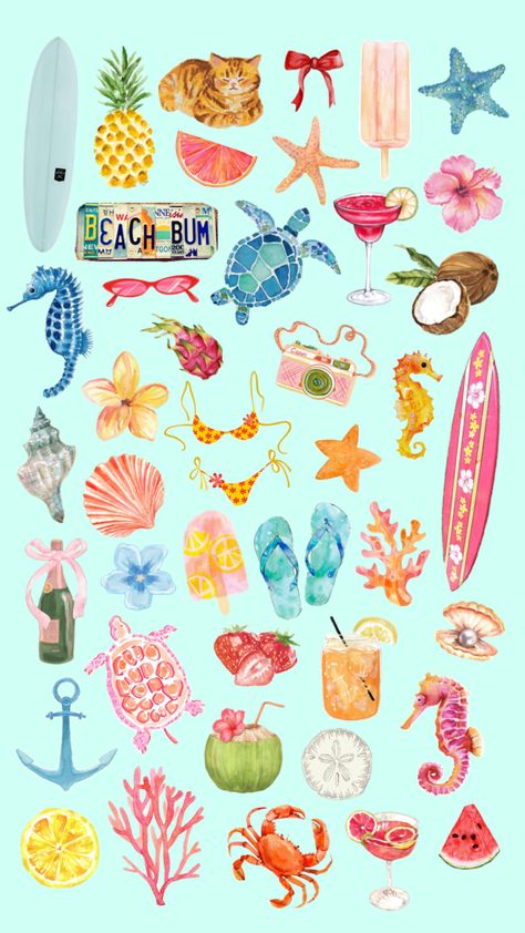 #beach #beachy #beachaesthetic #ocean #colorful #vibes Beachy Makeup, Beach Cartoon, Colorful Vibes, Preppy Beach, Beachy Vibes, Makeup Aesthetic, Cartoon Letters, Beach Aesthetic, Beach Vibe