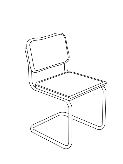 Furniture Line Drawing, Chair Tattoo Design, Chair Tattoo, Mies Van Der Rohe Chair, Marcel Breuer Chair, Minimal Chair, Breuer Chair, Cesca Chair, Bauhaus Chair