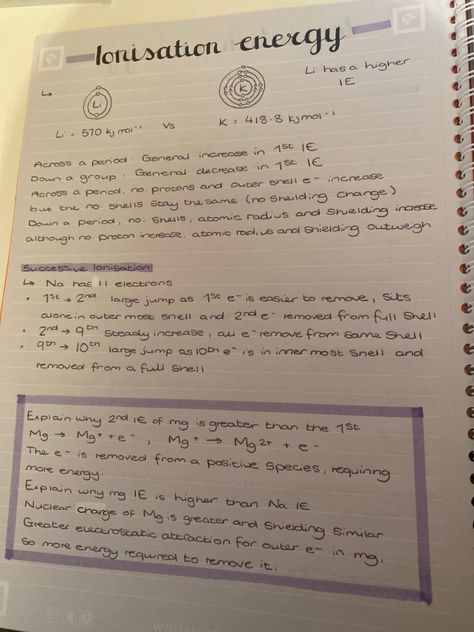 Ionisation Energy Notes, Ionisation Energy, Energy Notes, Ionization Energy, Learn Physics, Potential Energy, Chemistry, Sheet Music, Physics