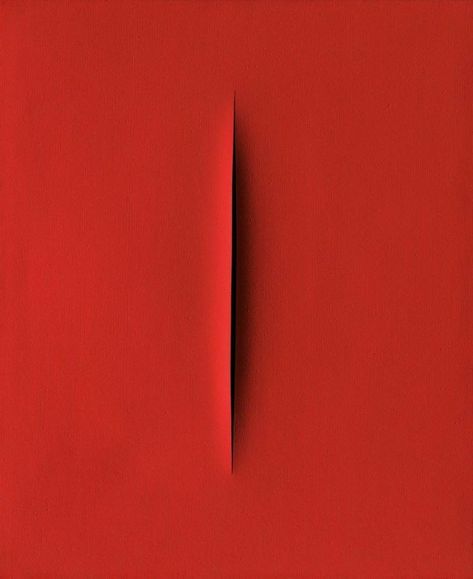 Red Artwork, Abstract Techniques, Lucio Fontana, Aesthetic Objects, Tsukiji, Contemporary Art Painting, Color Shapes, Color Stories, Red Aesthetic