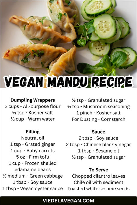 Vegan Mandu Recipe Vegan Mandu, Mandu Recipe, Creamy Spinach Dip, Vegan Appetizers Recipes, Edamame Beans, Dumpling Wrappers, Ingredient Substitutions, Vegan Beans, Green Cabbage