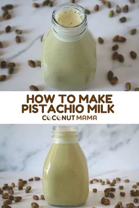 This homemade pistachio milk recipe is easy to make and is a great non-dairy milk option with a creamy texture! Pistachio Milk Recipe, Pistachio Milk, Non Dairy Milk, Mama Recipe, Non-dairy Milk, Almond Flour Recipes, Flour Recipes, Milk Recipes, Dairy Milk