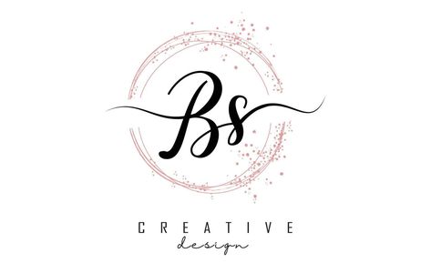 Handwritten BS B S letter logo with sparkling circles with pink glitter. B S Logo Design, B And S Logo, Bs Logo Design Ideas, Bs Logo Design Letter, Bs Logo Design, S B Logo, Bs Logo, Blank Wedding Invitation Templates, Initial Tattoos