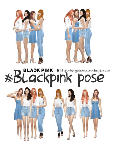 Sims 4 Blackpink pose 1 Gaming Journal, Sims4 Poses, Friends Pose, Group Pose, Ts4 Poses, Sims Stories, Sims 4 Black Hair, 4 Poses, The Sims 4 Pc