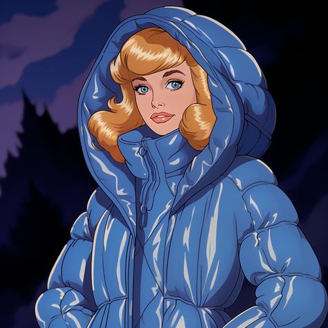 Puffy Jacket Women, Tv Kids, Turtleneck Sweaters, Puffer Jacket Women, Puffy Jacket, Kids Tv, Character References, Down Parka, Blue Jacket