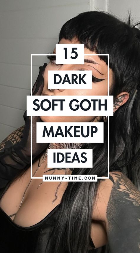 Discover enchanting soft goth makeup ideas that redefine beauty! 🌹 With a mix of dark tones and soft shades, these looks are both mysterious and captivating. Perfect for any occasion or everyday wear. Be sure to save this pin for all the inspiration you’ll need! Professional Goth Makeup, Goth Makeup 90s, Simple Night Out Makeup, Classy Goth Makeup, Soft Goth Makeup Everyday, Goth Makeup Everyday, Gothic Wedding Makeup, High Contrast Makeup, Soft Alternative Makeup