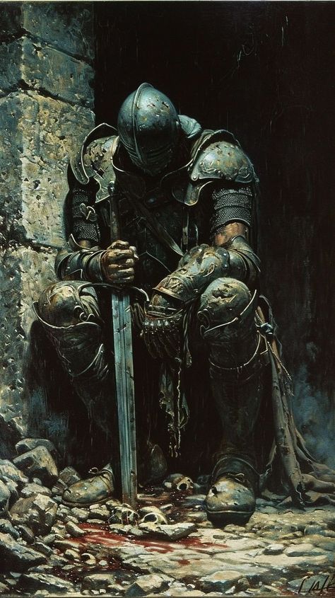 Home / X Knight Kneeling, Knight Paintings, Knight Core, Hyunjin Art, Sif Dark Souls, Dark Fantasy Artwork, Warrior King, Wolf Photos, Knight Art