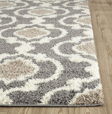 Cream Shag Rug, Huge Pantry, Spice Cabinets, Lg Refrigerator, Head Boards, Carpet Designs, Moroccan Trellis, Cream Area Rug, Grey Carpet