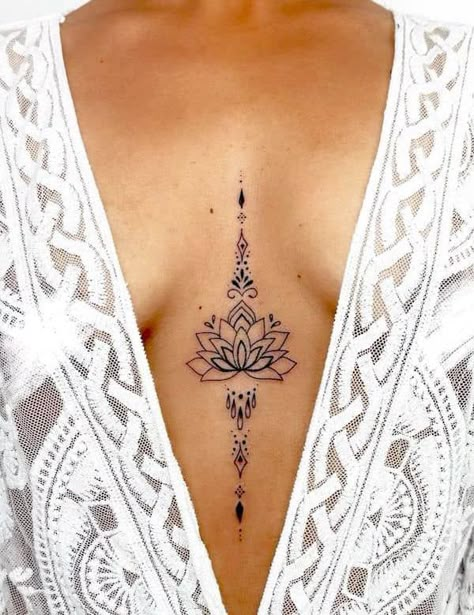 Women Chest Tattoo Classy, Tato Mandala, Underboob Tattoo Designs, Tattoo 2024, Our Mindful Life, Small Chest Tattoos, Flower Tattoo Meanings, Underboob Tattoo, Tattoos For Women Flowers