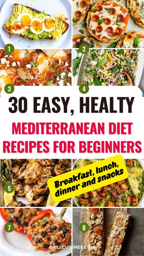 Mediterranean Diet for Beginners: New to the Mediterranean dash diet? Our simple Mediterranean Diet meal plan, Mediterranean Diet breakfast, lunch , dinner and snacks will help you get started on this path to better health and tasty eating. Mediterranean Diet Recipes For Beginners, Mediteranian Diet Recipes, Mediteranian Diet, Mediteranean Diet, Mediterranean Diet Food List, Mediterranean Recipes Healthy, Mediterranian Diet, Salad Quinoa Mediterranean Diet Intermittent Fasting, Mediterranean Diet Beginner, Mediterranean Diet Without Fish, Simple Mediterranean Diet Plan, Meditteranean Diet Meal Plan, Mediterranean Diet For Dummies, Mediterranean Diet Meal Planning, Sample Mediterranean Diet Meal Plan, Meterrain Diet Recipes