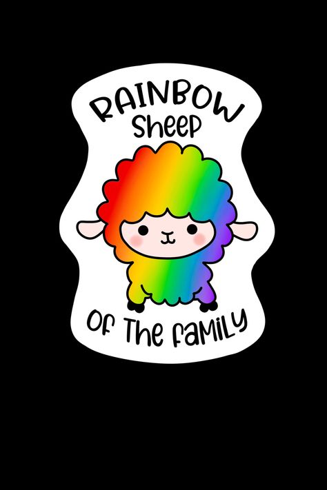 LGBTQ+ sticker Pride Stickers Aesthetic, Lgbtq Drawing Ideas, Pride Stickers Printable, Pride Doodles, Lgbtq Stickers, Rainbow Sheep, Lgbt Sticker, Gay Sticker, Pride Art