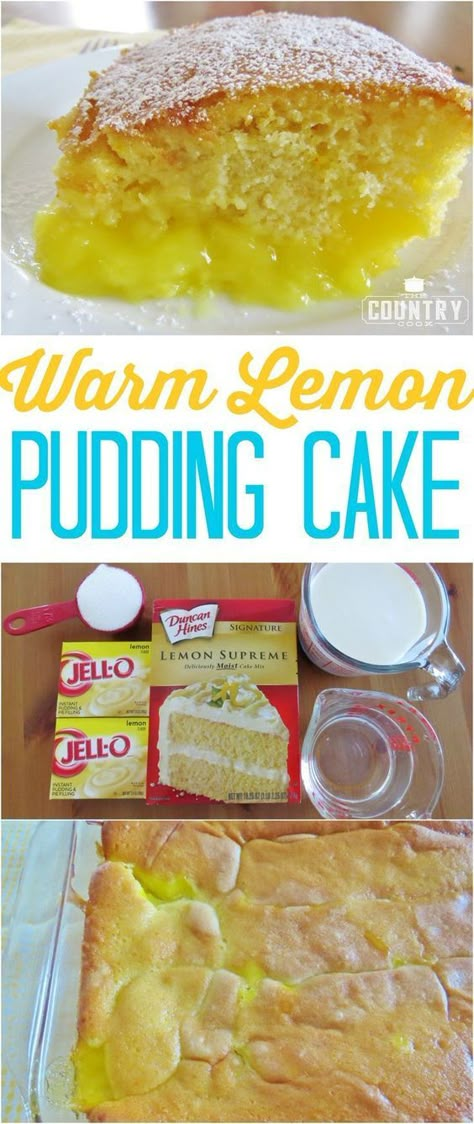 Cake Mix Pudding Recipes, Lemon Pudding Cake Recipe, Lemon Lava Cake, Pudding Cake Recipe, Lemon Pudding Cake, Moist Lemon Cake, Dessert Oreo, Cake Lemon, Lemon Dessert Recipes