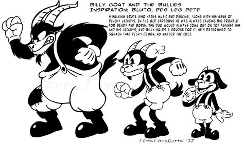 Batim Oc, Cartoon Tutorial, Indie Game Art, Billy Goat, Creative Drawing Prompts, Classic Cartoon Characters, Drawing Prompt, Old Disney, Cartoon Crossovers