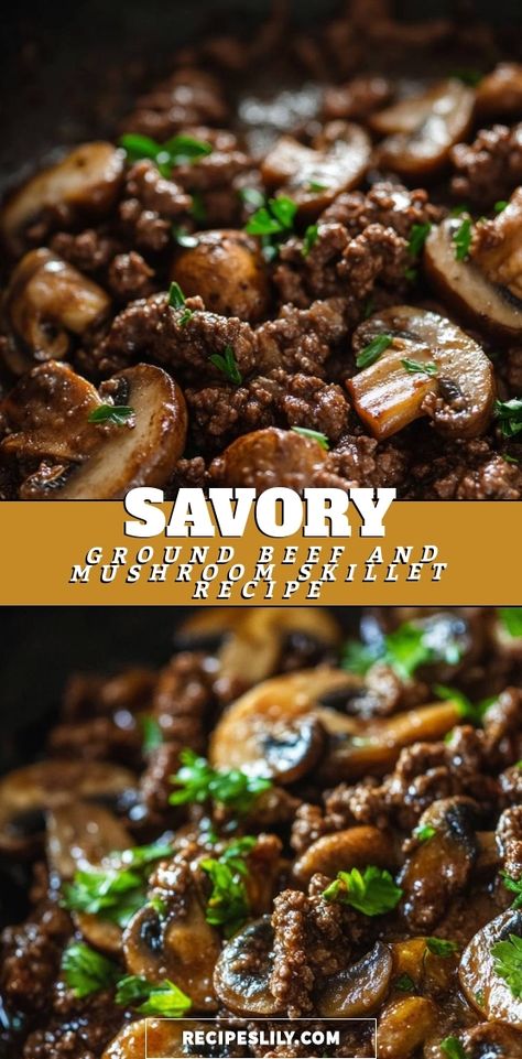 I absolutely love making this savory ground beef and mushroom skillet! It's a quick and delicious meal that's perfect for busy weeknights. The tender mushrooms add a rich flavor that pairs beautifully with the seasoned beef. Whether served over rice or pasta, this dish never fails to satisfy my family's cravings! Supper Ideas Healthy Beef, Beef Mushroom Rice Casserole, Ground Pork Mushroom Recipes, Ground Beef Recipes With Mushrooms, Ground Beef With Mushrooms Recipes, Ground Beef Mixed Veggies Recipes, Mushroom Ground Beef Recipes, Meat And Mushrooms Recipes, Quick Dinner Ground Beef