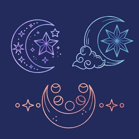 Download this Free Vector about Watercolor moon and stars drawing illustration, and discover more than 15 Million Professional Graphic Resources on Freepik Cool Watermark Ideas, Cute Star Design, Moon With Stars Drawing, Moon Stars Drawing, Drawing Moon And Stars, Cute Star Drawing, Cute Star Tattoos, New Moon Drawing, Moon Art Drawing