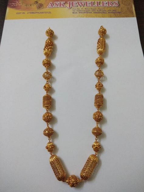 Gundu Mala Gundu Mala Designs, Gundla Mala, Haaram Designs, Boy Jewelry, Mala Designs, Gold Jewelry Prom, Jewelry Necklace Simple, Wax Beads, Modern Gold Jewelry