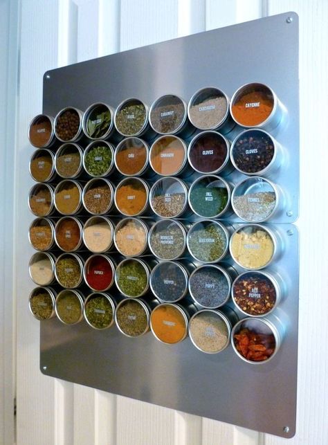 Interior Design Kitchen Contemporary, Cocina Diy, Magnetic Spice, Interior Design Kitchen Small, Spice Racks, Diy Kitchen Storage, Spice Storage, Spice Organization, Diy Interior