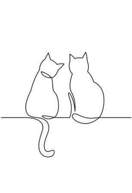 Outline Of Cat, Cat Outline Tattoo, Silhouette Chat, Cat Outline, Band Tattoo Designs, Cat Obsession, Cat Tattoo Designs, Simple Line Drawings, Cat Tattoos