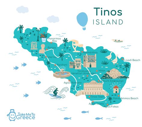 8 Best Beaches In Tinos | Take Me To Greece Map Of Santorini, Island Hopping Greece Itinerary, Map Of Greece And Islands, Greece Ionian Islands, Map Of Mykonos Greece, Tinos Greece, Cave Pool, Athens Hotel, Naxos Greece