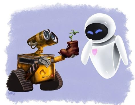 Walle Tattoo Disney, Wall E And Eve Drawing, Wally Y Eva, Wall E Drawing, Walle Y Eva, Couple Tat, Wall E Movie, Wall E And Eve, Laptop Wallpaper Quotes