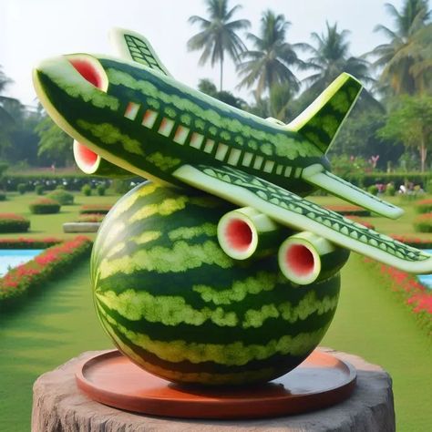 Fruit Sculptures, Watermelon Art, Decorações Com Comidas, Watermelon Carving, Fruit And Vegetable Carving, Amazing Food Decoration, Fruit Picture, Amazing Food Art, Vegetable Carving