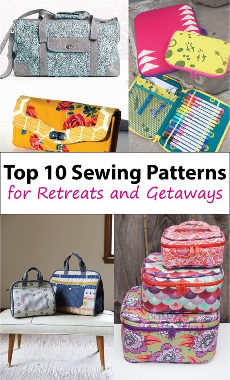 Top 10 Sewing Patterns for Retreats and Getaways Bag Sewing Patterns, Sewing Retreats, Diy Sy, Sew Sweetness, Bag Sewing, Sewing Purses, Sewing Fabrics, Lunch Bags, Bag Patterns To Sew