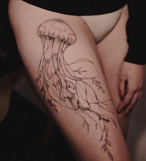 Diana Severinenko, Rib Tattoo Placements, 16 Tattoo, Fish Ideas, Funky Tattoos, Jellyfish Tattoo, Bull Tattoos, Stylish Tattoo, Intricate Tattoo