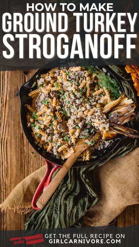 Ground Turkey Stroganoff Recipe, Turkey Stroganoff Recipe, Ground Turkey Stroganoff, Turkey Stroganoff, Traditional Beef Stroganoff, Quick Turkey, Ground Turkey Pasta, Ground Turkey Chili, Ground Turkey Meatballs