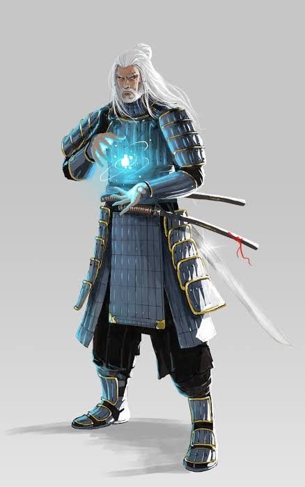 Old Samurai, Fantasy Samurai, Samurai Artwork, Dungeons And Dragons Classes, Samurai Art, Dungeons And Dragons Characters, Black Artwork, Fantasy Armor, Warhammer Fantasy