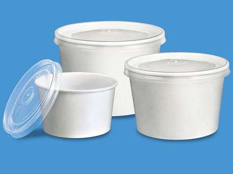 Soup Containers in Stock - ULINE Ice Cream Serving Ideas, Tomyum Soup, Ice Cream Cups Design, Parfait Cups, Coffee Cup Photo, Coffee Shop Business, Food Box Packaging, Coffee Truck, Soup Containers