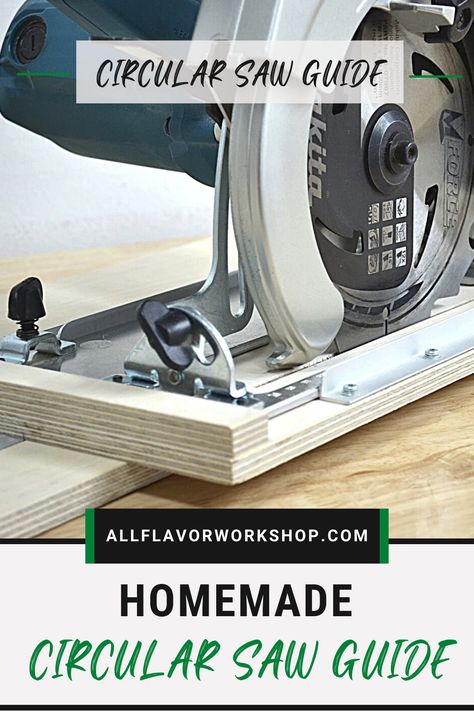 A circular saw straight edge guide is one of the most useful jigs for a circular saw that will help you with your woodworking projects. This DIY circular saw track will definitely come in handy. It is simple to set up, you can large plywood sheets and you can make it for any circular saw. A circular saw guide track should be one of the first woodworking jigs to make. A nice woodworking project for a weekend. Learn step-by-step how to make a circular saw track #circularsaw #garageworkshop #diy Circular Saw Guide, Circular Saw Jig, Circular Saw Track, Track Saw, Skil Saw, Workshop Diy, Wood Workshop, Diy Table Saw, Workshop Ideas