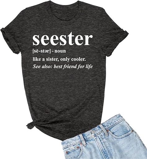 Amazon.com: Go All Out X-Large Heather Black Adult Seester Like A Sister Only Cooler T-Shirt : Clothing, Shoes & Jewelry Best Friends For Life, Heather Black, Cool Things, Branded T Shirts, Cool T Shirts, Heathers, Top Fashion Brands, Shop Top, Shoes Jewelry