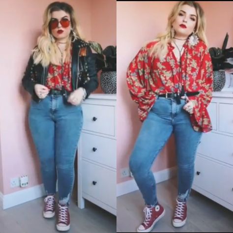 Indie Rock Concert Outfit Plus Size, Smart Casual Birthday Outfit, Midsize Fashion Jeans, Plus Size Yallternative, Rock Concert Outfit Plus Size, Plus-koon Muoti, Concert Outfit Plus Size, Cold Fashion, Midsize Fashion