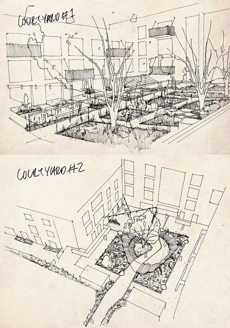 Intergenerational courtyard designs — Levitt Bernstein Architecture Courtyard, Ideas Sketch, Plaza Design, Courtyard Ideas, Courtyard Landscaping, Instagram Username Ideas, Courtyard Design, Landscape Sketch, Architecture Model Making