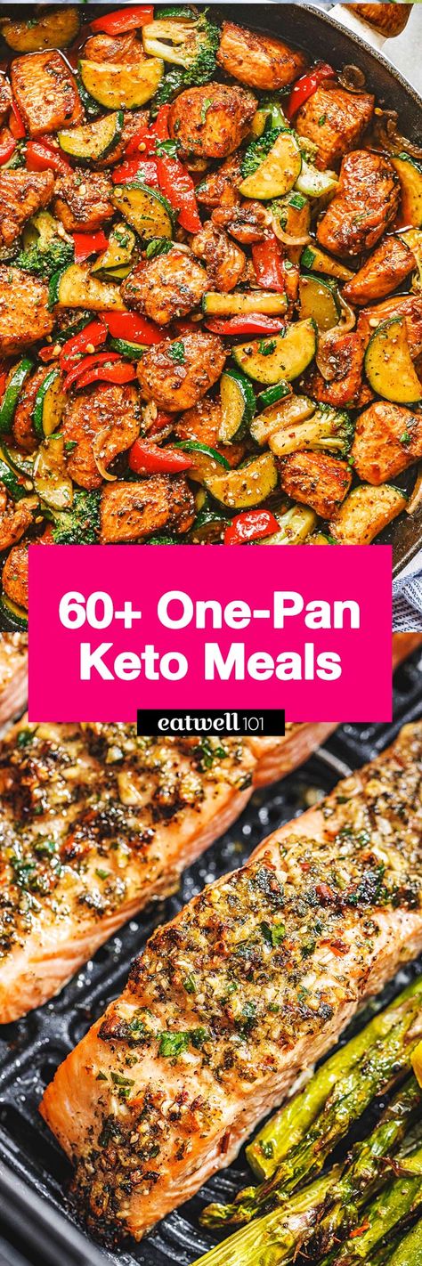 60+ One-Pan Keto Meals For Dinner {Quick and Easy} - #keto #dinner #meal #recipes #eatwell101 - These One Pan Keto Meals will become one of your all-time favorites! Our Keto-friendly one-pan recipes are the perfect solution to simplify your meal prep and cleanup. 1 Pan Keto Meals, Factor Keto Meal Recipes, Keto 30 Minute Meals, Easy Keto One Pan Meals, One Pan Keto Dinner, Keto Dinner Recipes No Cheese, Low Carb One Pan Meals, One Pot Keto Meals Easy, Low Carb One Pan Dinners