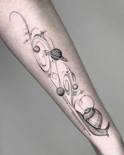 Cat Space Tattoo, Space Tattoo Ideas, Outer Space Tattoos, Snail Tattoo, Planet Tattoo, Solar System Tattoo, See Tattoo, Astronaut Tattoo, Universe Tattoo