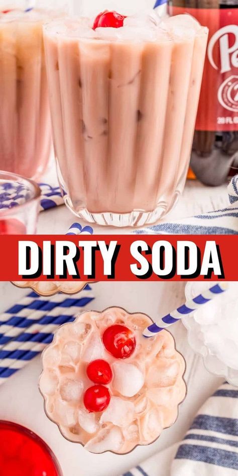 Quick, easy, and super tasty – This Dirty Soda consists of minimal ingredients and comes together in mere minutes. This flavor combination just jumps off of your taste buds, creating a tasty drink that is mellow and smooth. Save this drink recipe! Dirty Soda Recipes, Sugar Free Creamer, Hot Chocolate Cookies Cups, Crock Pot Bread, Soda Flavors, Crock Pot Desserts, Hot Chocolate Cookies, Soda Recipe, Cherry Flavor