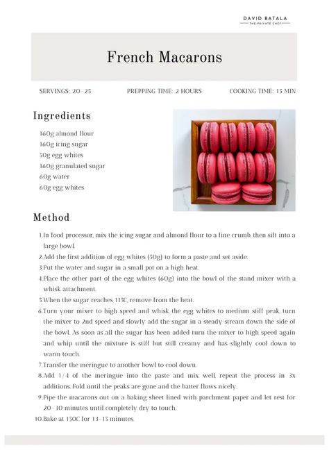 French Macarons by David Batala.pdf French Pastries Art, Macaroons Recipe, French Macaroons, Baking Art, Macaroon Recipes, French Bakery, College Essentials, Macaron Recipe, Pastry Desserts