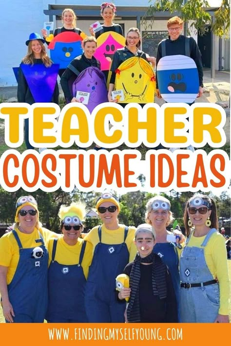 teacher book week costumes Dr Seuss Group Halloween Costumes, Book Week Costume Ideas For Teachers, Book Week Outfits, Book Week Costumes For Teachers Group, Adult Book Week Costumes, Elementary Teacher Costumes, Book Character Dress Up For Teachers, Group Book Week Costumes, Bookweek Costumes 2023