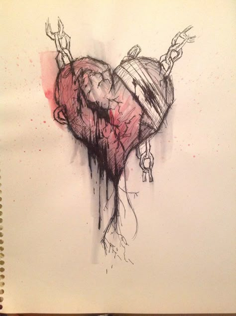 Heart Drawings, Badass Drawings, Heart Sketch, Heart Tattoo Designs, Meaningful Drawings, Love Ideas, Deep Art, Heart Drawing, Dark Art Drawings