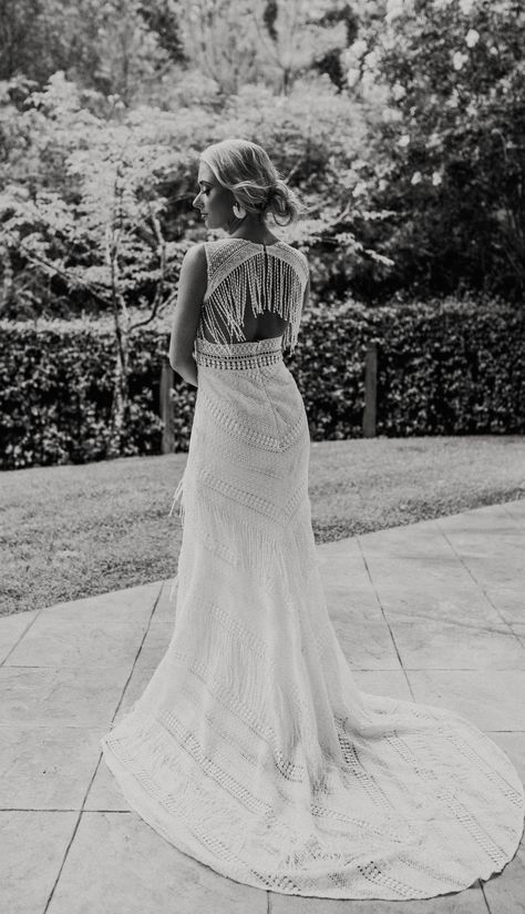 Open Back Fringe Wedding Dress, Wedding Dresses With Tassels, Wedding Dress With Tassels, Boho Fringe Wedding Dress, Fringe Back Wedding Dress, Wedding Dress With Fringe Back, Western Wedding Dresses With Fringe, Wedding Dresses With Fringe, Western Fringe Wedding Dress