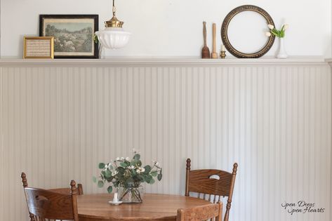 Plate Rail Dining Room, Beadboard Dining Room, Picture Molding, European Cottage, Cottage Style Home, Open Dining Room, European Farmhouse, Cottage Style Homes, Cottage Charm