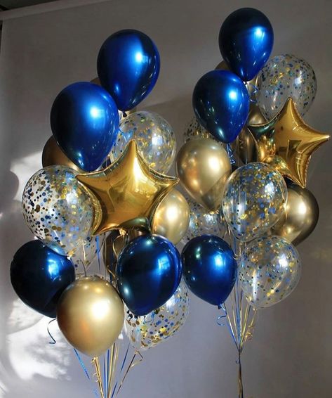 Starry Night Prom, Graduation Party Desserts, Prom Themes, Graduation Party Planning, Grad Party Decorations, Happy Birthday Wallpaper, 18th Birthday Party, Blue Birthday, Balloon Decor