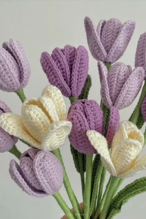 Tulips Crochet, Tulips Bouquet, Crochet Tulip, Bouquet Crochet, Crochet Flower Bouquet, Flower Felt, Crochet Lovey, Soft Crochet, Crochet Bouquet