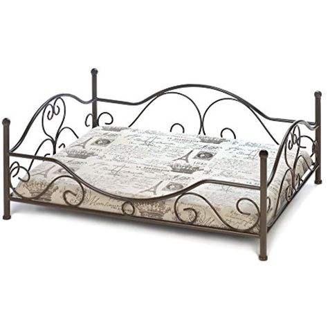 Pet Beds For Large Dogs, Steel Frame Comfy Pet Couch Bed, World Class Pet Bed -- Check out the image by visiting the link. (This is an affiliate link) #dogbeds Bed Metal Frame, Custom Dog Beds, Regal Style, Class Pet, Bed Metal, Neutral Cushions, Iron Bed Frame, Pet Couches, Bed Black