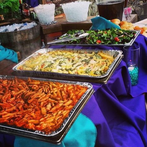 Food Bar For Wedding, Pasta Bar Wedding Reception, Wedding Reception Decorations On A Budget, Pasta Buffet, Pastas Salads, Wedding Reception On A Budget, Bbq Wedding Reception, Wedding Food Table, Reception Buffet