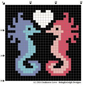 Little Seahorses in Love - Free Graph for Graphghan - Practice size - 30 x 30 - Crochet! Cross Stitch Sea, Crochet Design Pattern, Pixel Art Pattern, Seahorses, Crochet Tapestry, Book Art Diy, Cross Stitch Animals, Perler Patterns, Wire Crafts