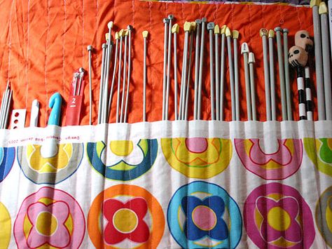 Knitting Needles Storage, Knitting Needle Case Pattern, Knitting Needle Holder, Knitting Bag Sewing Pattern, Sewing Pattern Storage, Knitting Bag Sewing, Needle Roll, Knitting Needle Storage, Knitting Storage