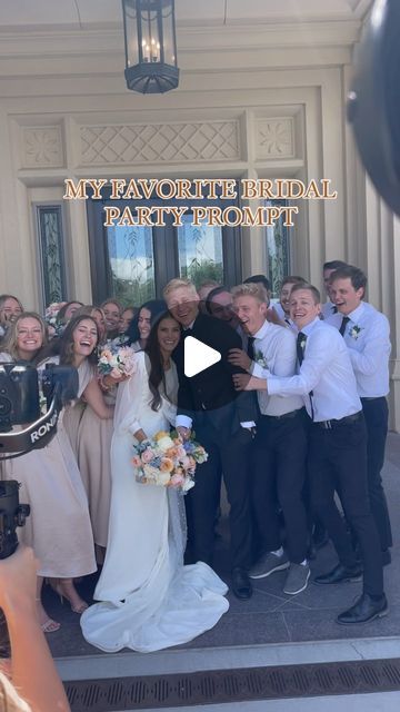 Annie Eyring Photo on Instagram: "i’m all about the classic bridal party poses - standing and smiling, walking, kissing, cheering. but my very favorite thing to do is to give an opportunity to the bridal party to swarm the bride and groom in a huge group hug. once they’re there i have them hype the couple up to show them how excited they are about the wedding - it gets the most authentic smiles and there’s nothing better than capturing all of your best friends loving on the two of you and such a special day 

keywords; bridal party, temple wedding, lds wedding, bridesmaids and groomsmen, lds wedding photographer, utah wedding photography

#bridalpartyinspo #bridalparty #bridesmaidsandgroomsmen #ldswedding" Wedding Bridesmaids And Groomsmen, Classic Bridal Party, Wedding Lds, Party Poses, Poses Standing, Bridal Party Poses, Group Hug, Utah Wedding Photography, Lds Wedding